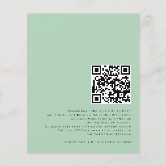Eukalyptus QR Code Skript Einladung zur Hochzeit (Rückseite)