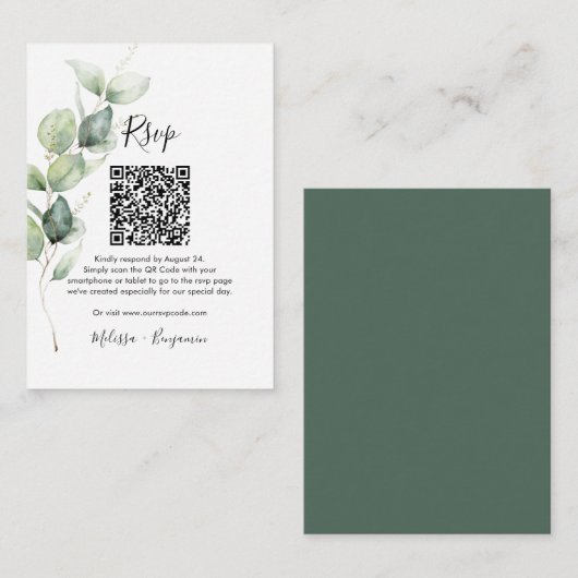 Eukalyptus QR Code UAWG Wedding Enclosure Card Begleitkarte (Vorne/Hinten)