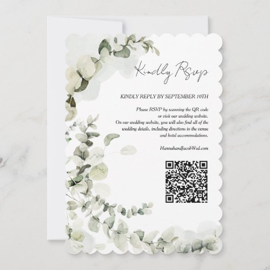 Eukalyptus QR Code Wedding Einladung (Rückseite)