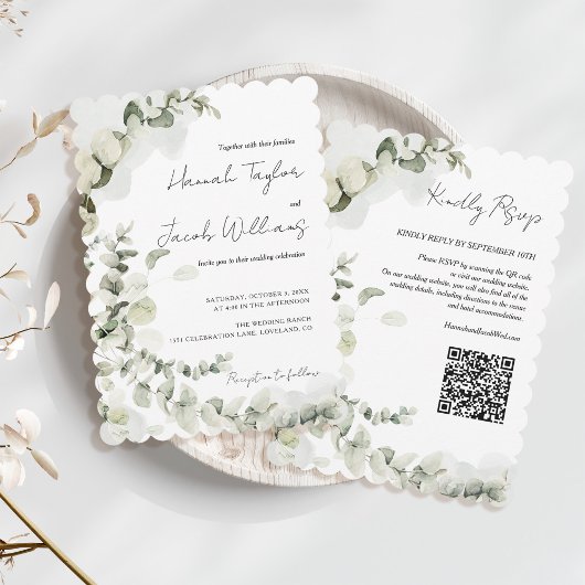Eukalyptus QR Code Wedding Einladung