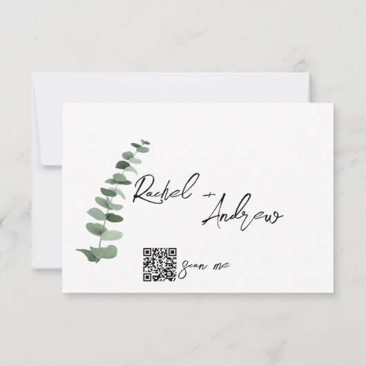 Eukalyptus QR Code Wedding RSVP Mitteilungskarte (Rückseite)