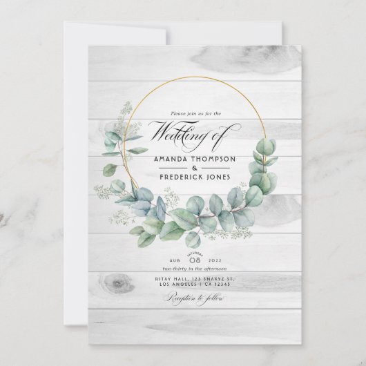 Eukalyptus QR Code Wedding Rustic Barn Country Einladung (Vorderseite)