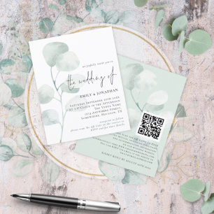 Eukalyptus QR Einladung zur Hochzeit