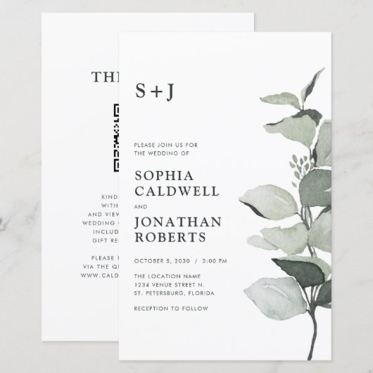 Eukalyptus QR Monogram Wedite (Vorne/Hinten)