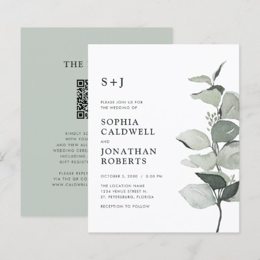 Eukalyptus QR Monogram Wedite (Vorne/Hinten)