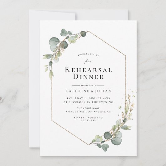 Eukalyptus-Rahmen-Probe Einladung (Vorderseite)