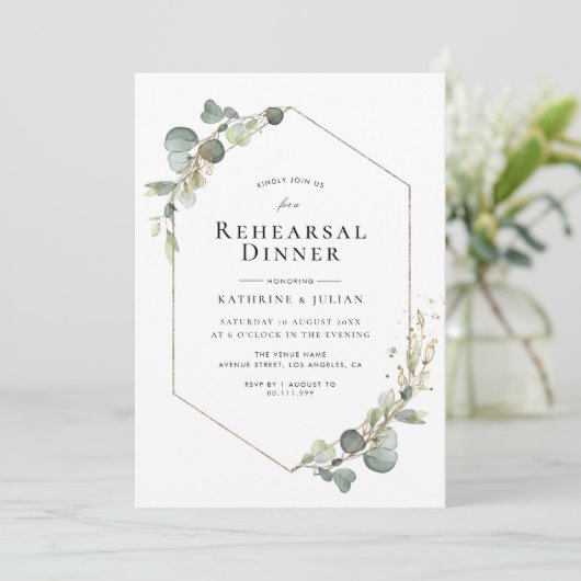 Eukalyptus-Rahmen-Probe Einladung (Stehend Vorderseite)