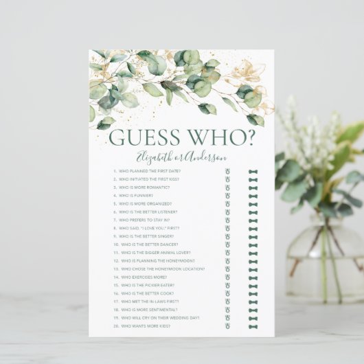 Eukalyptus rät, wer Brautparty spielt (Stehend Vorderseite)