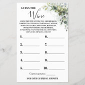 Eukalyptus Ratet die Wine Brautparty Game Card Flyer (Vorne)