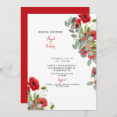 Eukalyptus Red Floral Brautparty Invita Einladung (Vorne/Hinten)