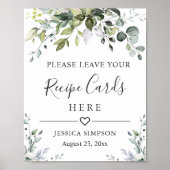 Eukalyptus-Rezeptorkarten Brautparty Poster (Vorne)