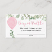 Eukalyptus-Rosa-Ballon-Babydusche-Windel-Tombola Begleitkarte (Vorderseite)