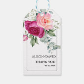Eukalyptus, Rosa-Blume-Hochzeit Geschenkanhänger (Rückseite)