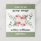 Eukalyptus-Rosa-Blume Hochzeit Platzkarte (Außenseite Aufgefaltet)