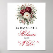 Eukalyptus-Rosa-Burgunder-Countdown-Tischschild Poster (Vorne)