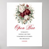 Eukalyptus-Rosa-Burgunder-Farben-Open-Bar-Hochzeit Poster (Vorne)