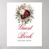 Eukalyptus-Rosa-Burgunder-Gästebuch-Schild Poster (Vorne)