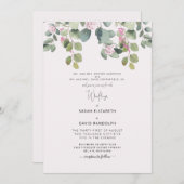 Eukalyptus & Rosa-Hochzeit Einladung (Vorne/Hinten)