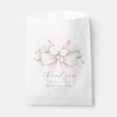 Eukalyptus Rosa Schleife Baby Shower Danke Geschenktütchen (Vorderseite)