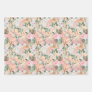 Eukalyptus Rosa Weiß Floral Boho Braut Geburtstag  Geschenkpapier Set