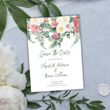 Eukalyptus Rosa Weiße Florale Rosen Save the Date