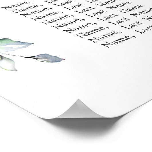 Eukalyptus & Rose 8 Tische Hochzeitszittel Poster (Ecke)