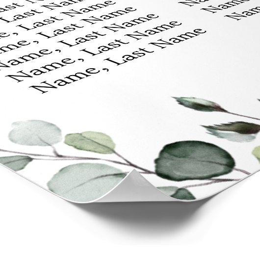 Eukalyptus & Rose 8 Tische Hochzeitszittel Poster (Ecke)