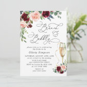 Eukalyptus-Rose aus Burgund und Bubbly Einladung (Stehend Vorderseite)