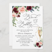 Eukalyptus-Rose aus Burgund und Bubbly Einladung (Vorne/Hinten)