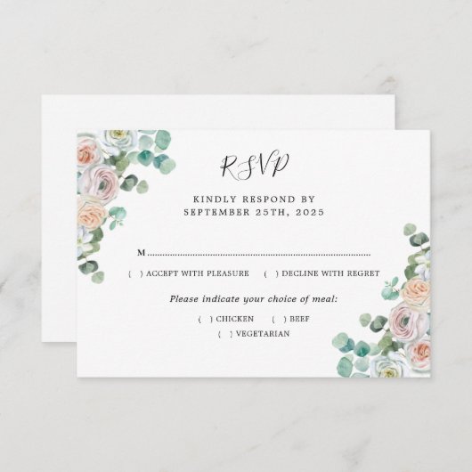 Eukalyptus-Rose Botanische Hochzeit RSVP (Vorne/Hinten)