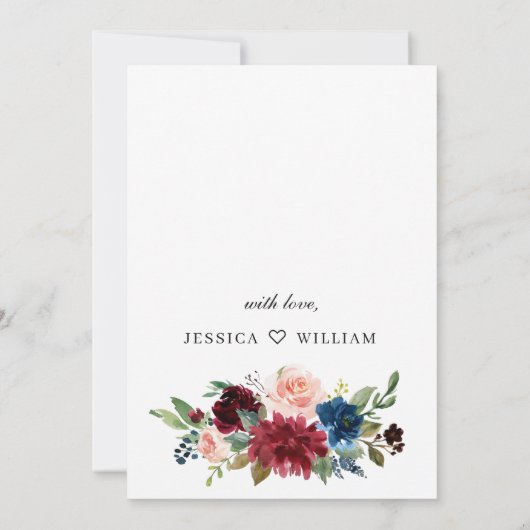 Eukalyptus-Rose-Brautparty der Burgundy-Marine Einladung (Rückseite)