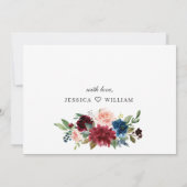 Eukalyptus-Rose der Burgundy-Marine Bridal Luncheo Einladung (Rückseite)