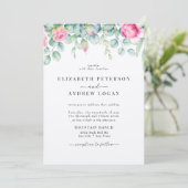 Eukalyptus-Rose | Elegant Boho Greenerity Wedding Einladung (Stehend Vorderseite)