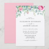 Eukalyptus-Rose | Elegant Boho Greenerity Wedding Einladung (Vorne/Hinten)