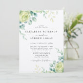 Eukalyptus-Rose | Elegant Boho Greenerity Wedding Einladung (Stehend Vorderseite)