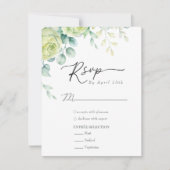 Eukalyptus-Rose | Elegant Boho Greenerity Wedding RSVP Karte (Vorderseite)