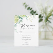 Eukalyptus-Rose | Elegant Boho Greenerity Wedding RSVP Karte (Stehend Vorderseite)
