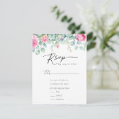 Eukalyptus-Rose | Elegant Boho Greenerity Wedding RSVP Karte (Stehend Vorderseite)