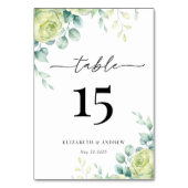 Eukalyptus-Rose | Elegant Boho Greenerity Wedding Tischnummer (Vorderseite)