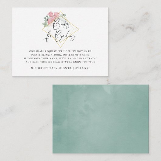 Eukalyptus Rose Geometric Baby Shooting Book Reque Begleitkarte (Vorne/Hinten)