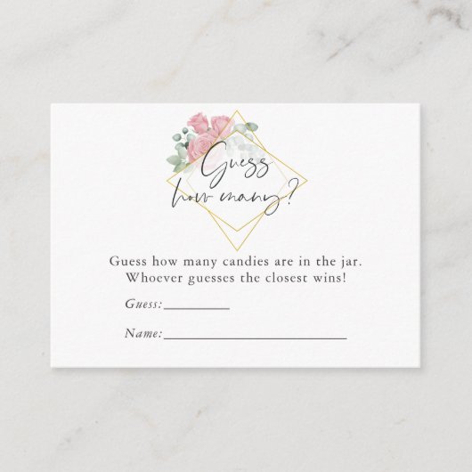 Eukalyptus Rose Geometric Baby Shooting Candy Game Begleitkarte (Vorderseite)