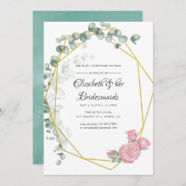 Eukalyptus Rose Geometric Bridesmaids Luncheon Einladung
