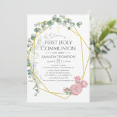 Eukalyptus Rose Geometric First Heilige Kommune Einladung (Stehend Vorderseite)