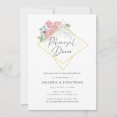 Eukalyptus Rose Geometric Wedding Probe Dinner Einladung (Vorderseite)