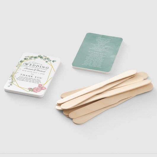 Eukalyptus Rose Geometric Wedding Program Fächer (Non-assembled)