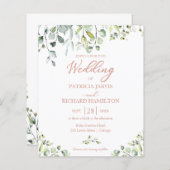 Eukalyptus Rose Gold Budget Einladung zur Hochzeit (Vorne/Hinten)