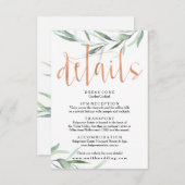 Eukalyptus Rose Gold Wedding Details Card Begleitkarte (Vorne/Hinten)