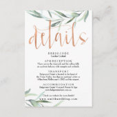 Eukalyptus Rose Gold Wedding Details Card Begleitkarte (Vorderseite)