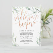 Eukalyptus Rose Gold Wedding Einladung (Stehend Vorderseite)