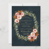 Eukalyptus-Rose Kupferdraht-Rahmen-Hochzeit im Her Einladung (Vorderseite)